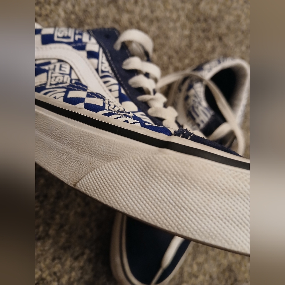 Vans Blue and White Checkered Sneakers - Picture 10 of 16